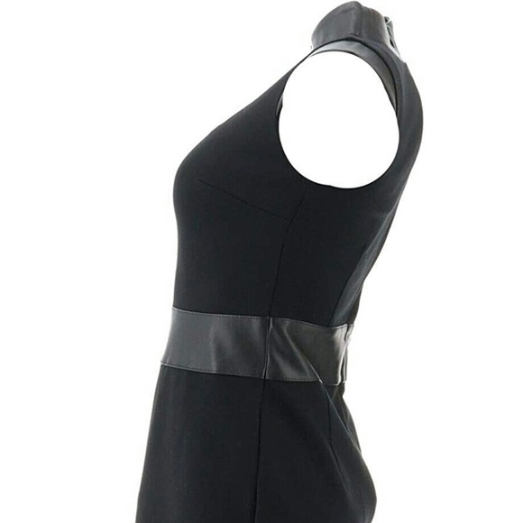 Lisa Rinna Collection Ponte Little Black Dress with Faux Leather Trim Size 8 - Picture 4 of 9